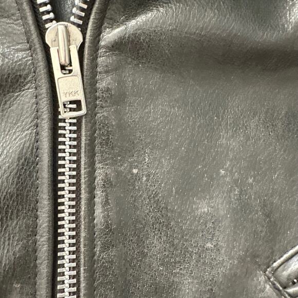 Echtes Leder VTG Biker Moto Belted Lined Distressed‎ Black Leather Jacket 52 XL - Picture 6 of 14